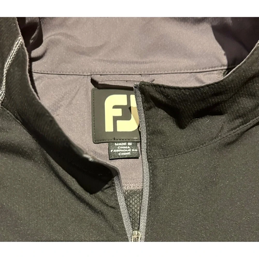FootJoy Mens Golf Windshirt Quarter Zip Short Sleeve Black Grey Pullover‎ Large